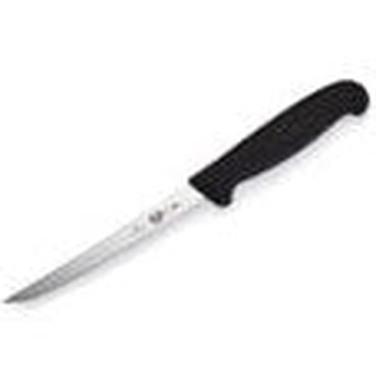 VICTORINOX BONING KNIFE STRAIGHT EXTRA NARROW BLACK FIBROX HANDLE - 15 CM
