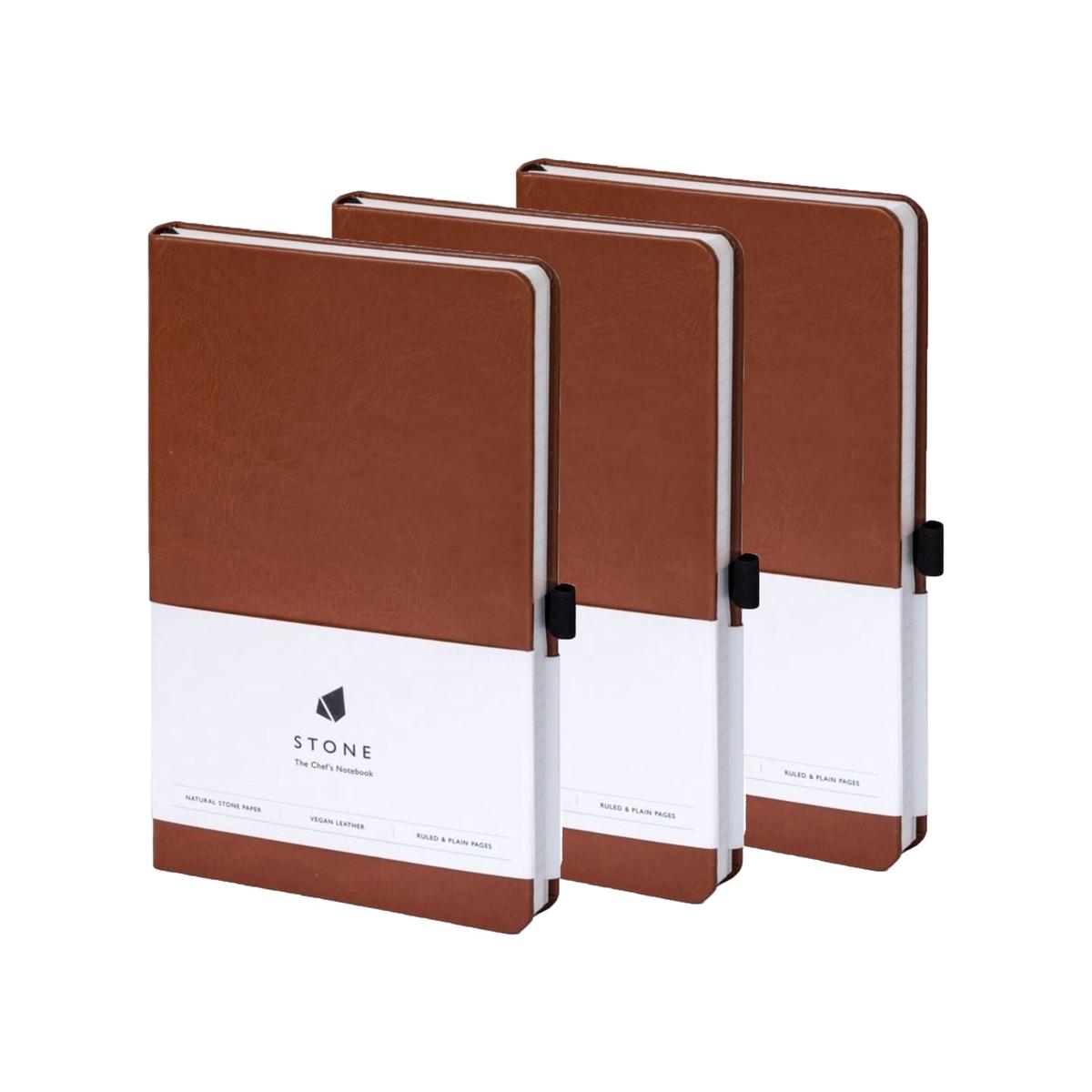 Stone The Chefs Notebook Pack of 3 Tan Brown