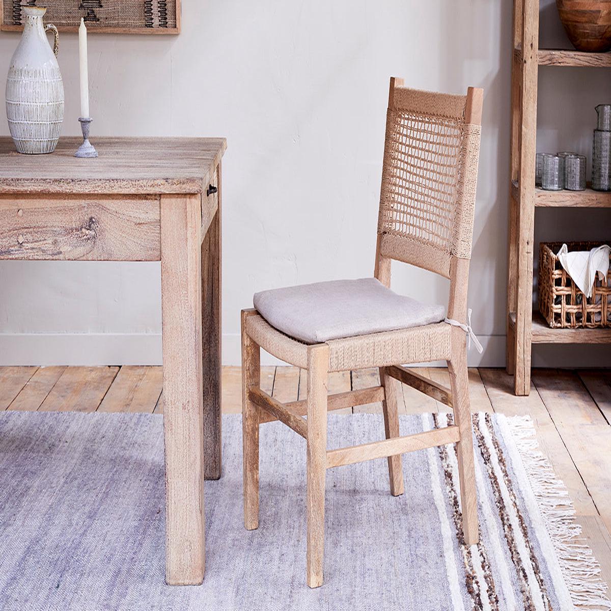 Aamani Mango Wood Cord Dining Chair - Natural