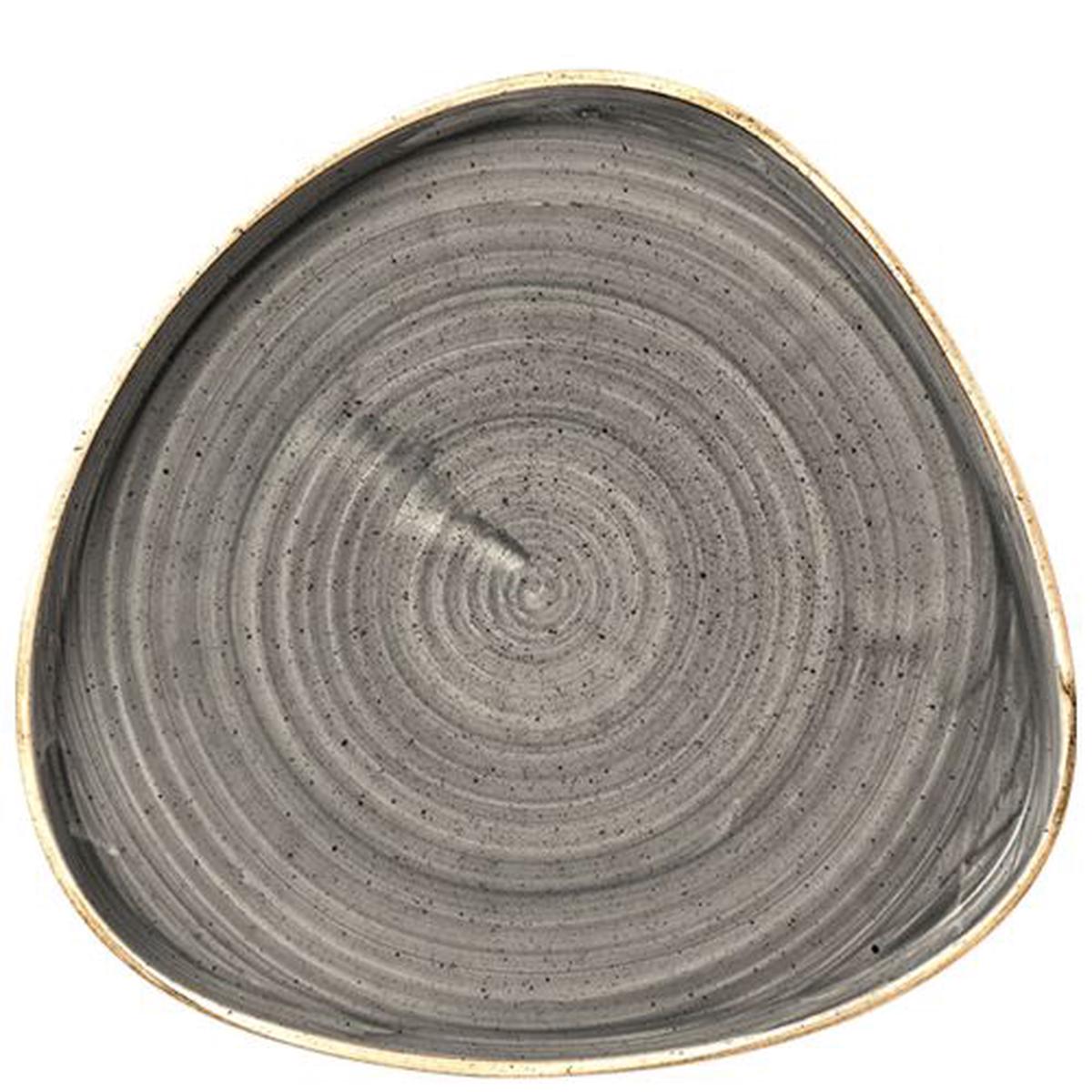 STONECAST GREY TRIANGLE WALLED CHEFS PLATE 10 14
