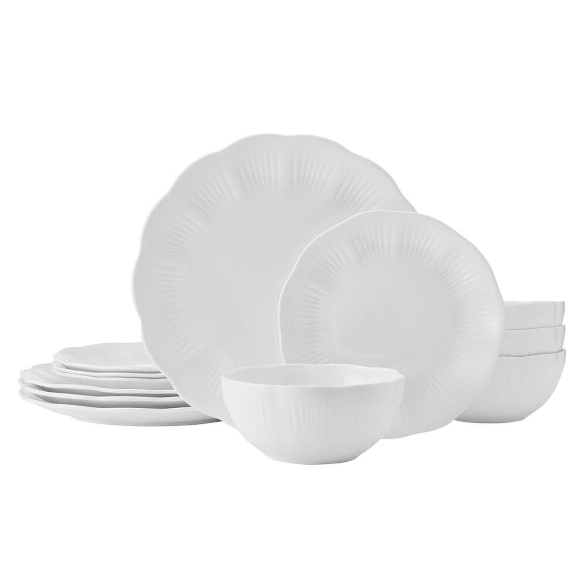 Flora Scalloped 12 Piece Dinnerware Set Service for 4