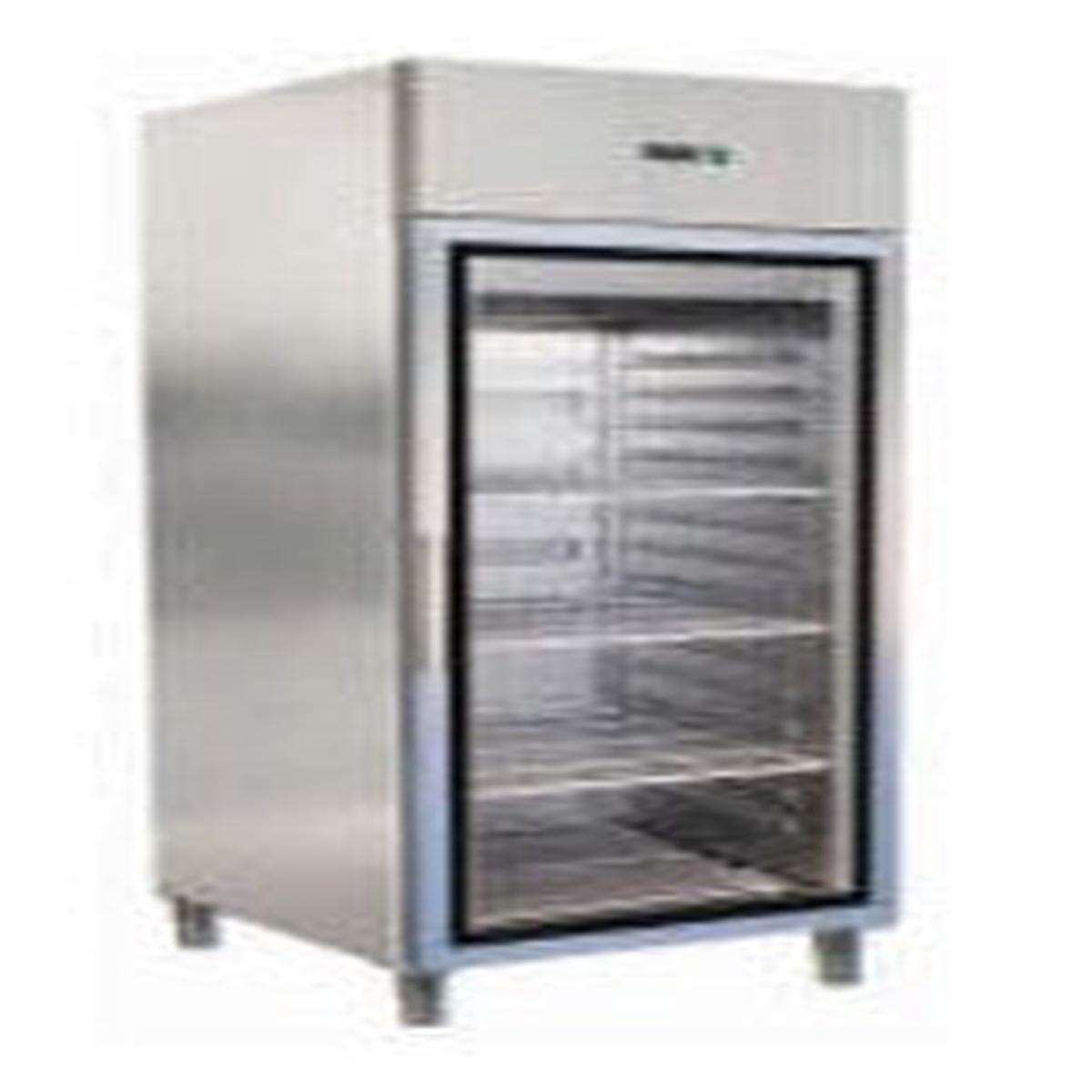 1 Glass Door Upright Refrigerator with 3 Shelf and Castors