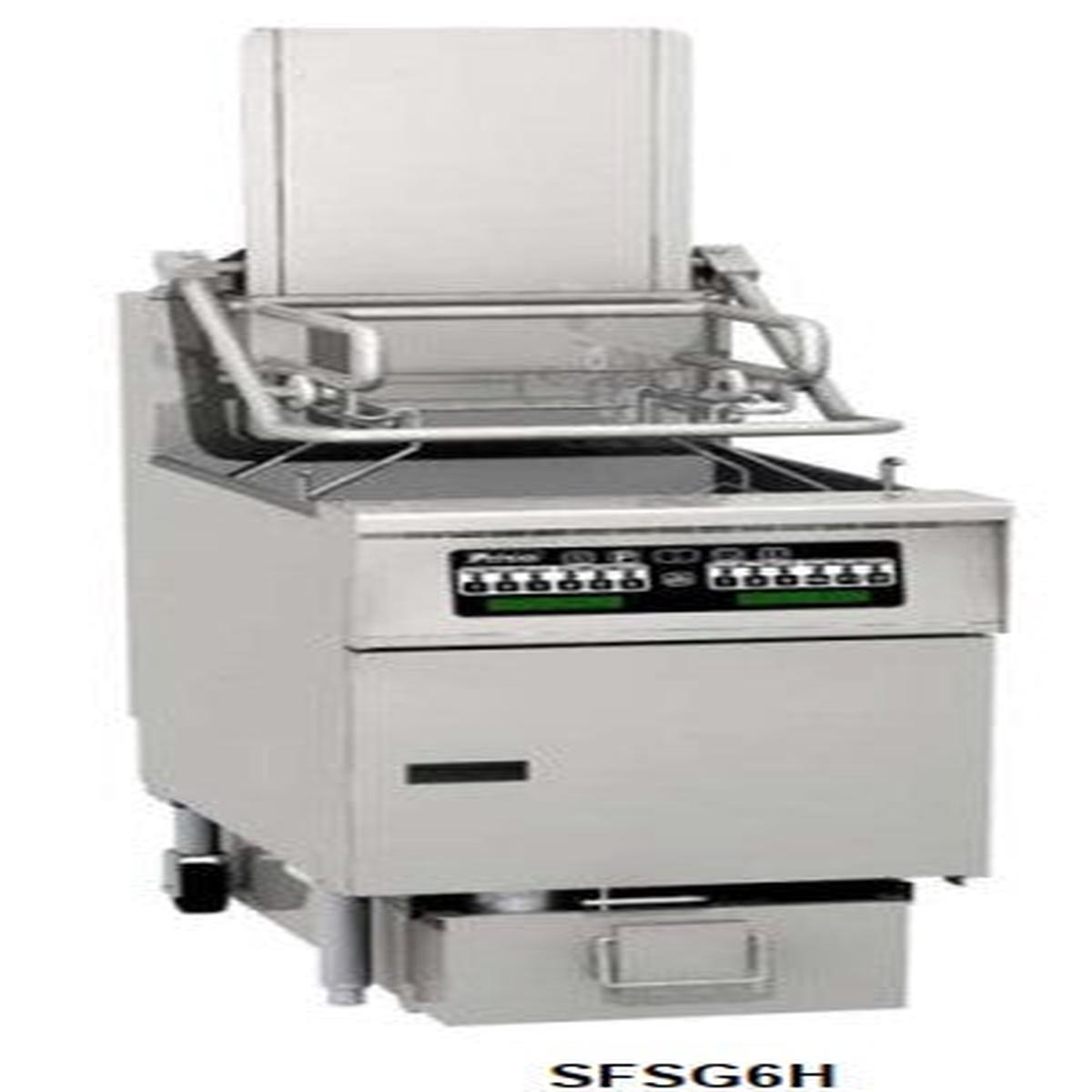6 Head Gas Open Rack Fryer with Filtration Profile Computer Control - Gas 140000 BTU