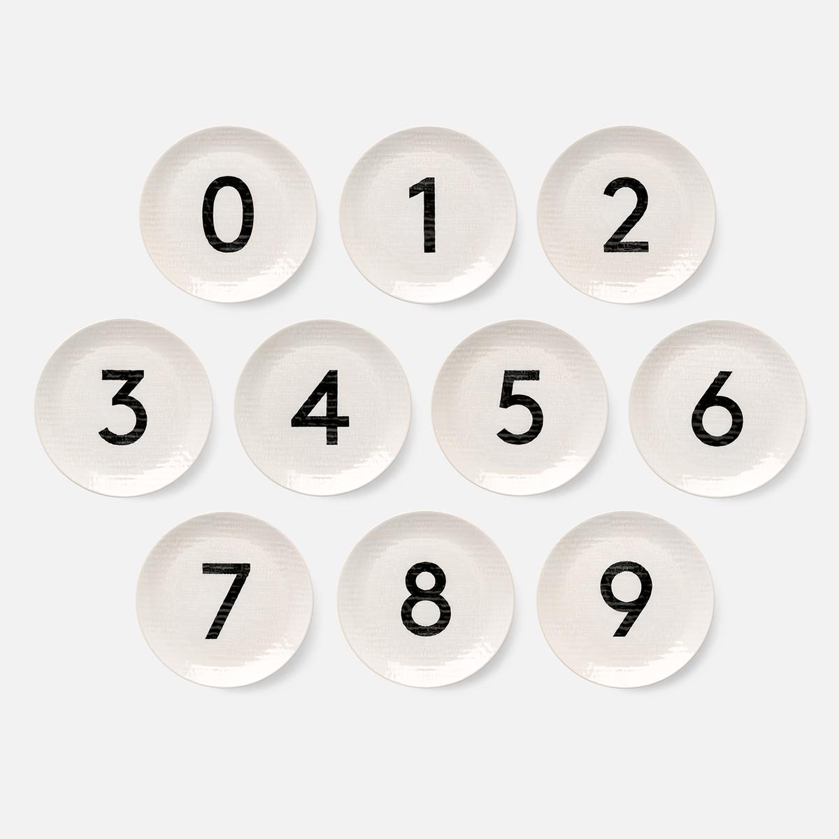 Set of Numeric Ceramic Salad Plates 0 - 9