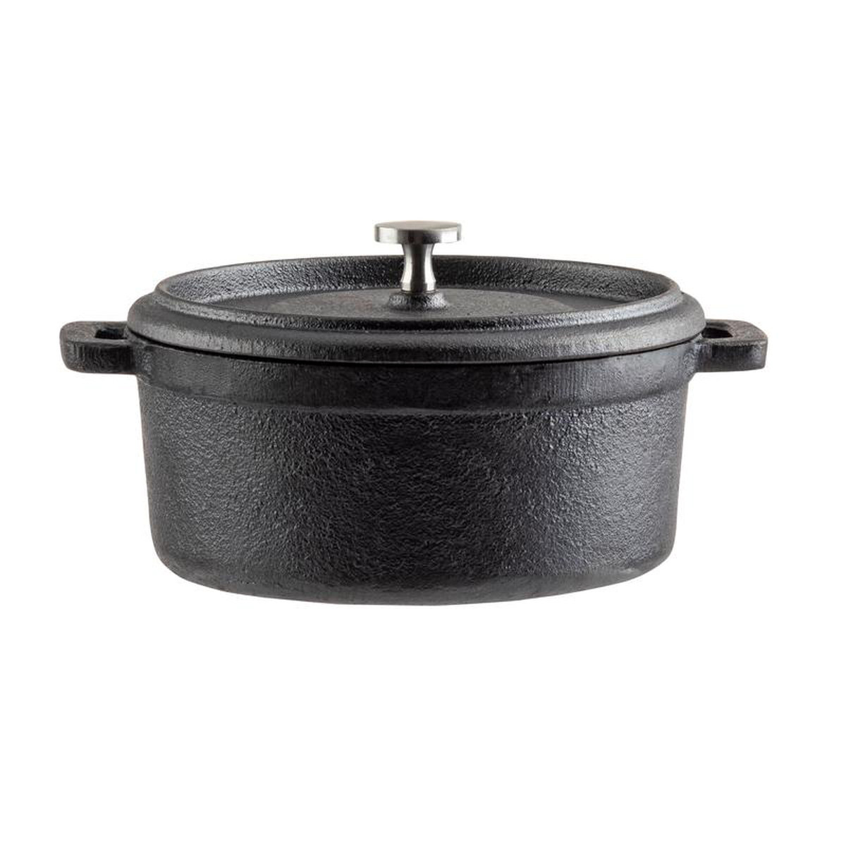 Tablecraft 10748 16 Oz Cocotte Cast Iron Dutch Oven with Lid and Handles Black