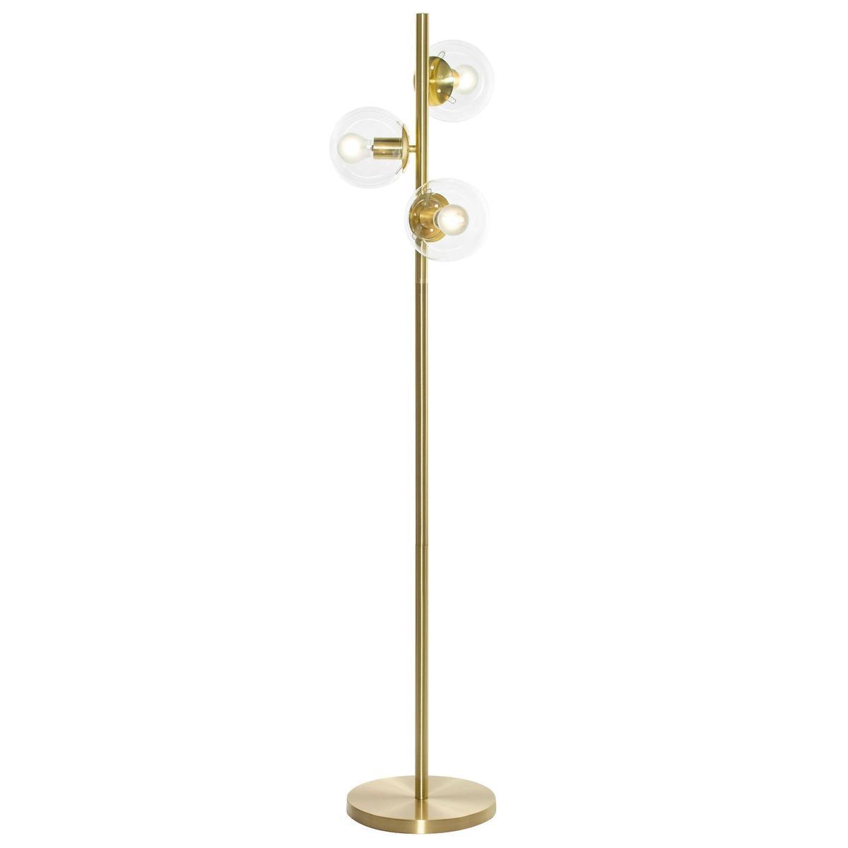 Amalfi Amilla Floor Lamp Brushed Gold Clear 36x28x148cm
