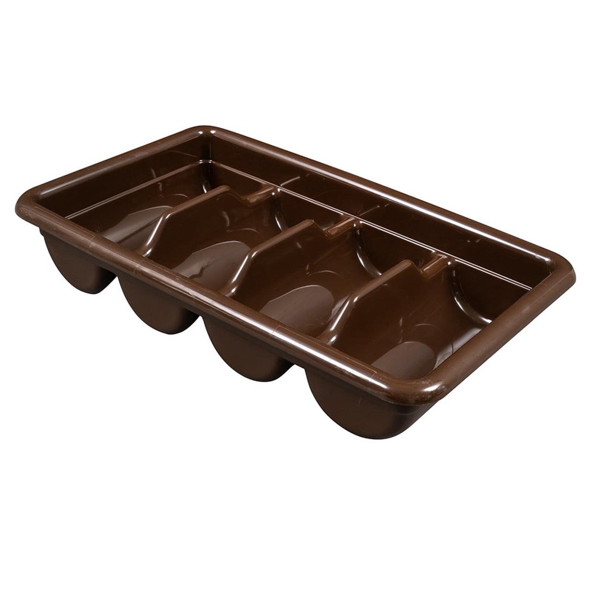 CAMBRO POLYETHYLENE 4 COMPARTMENT CUTLERY BOX - DARK BROWN