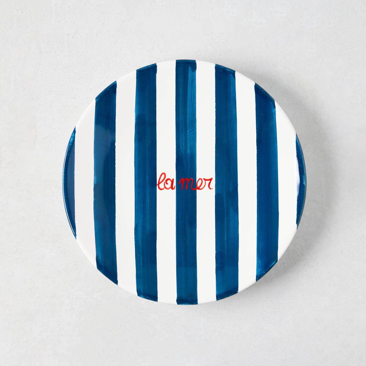 Navy Blue Stripe La Mer Appetizer Plate