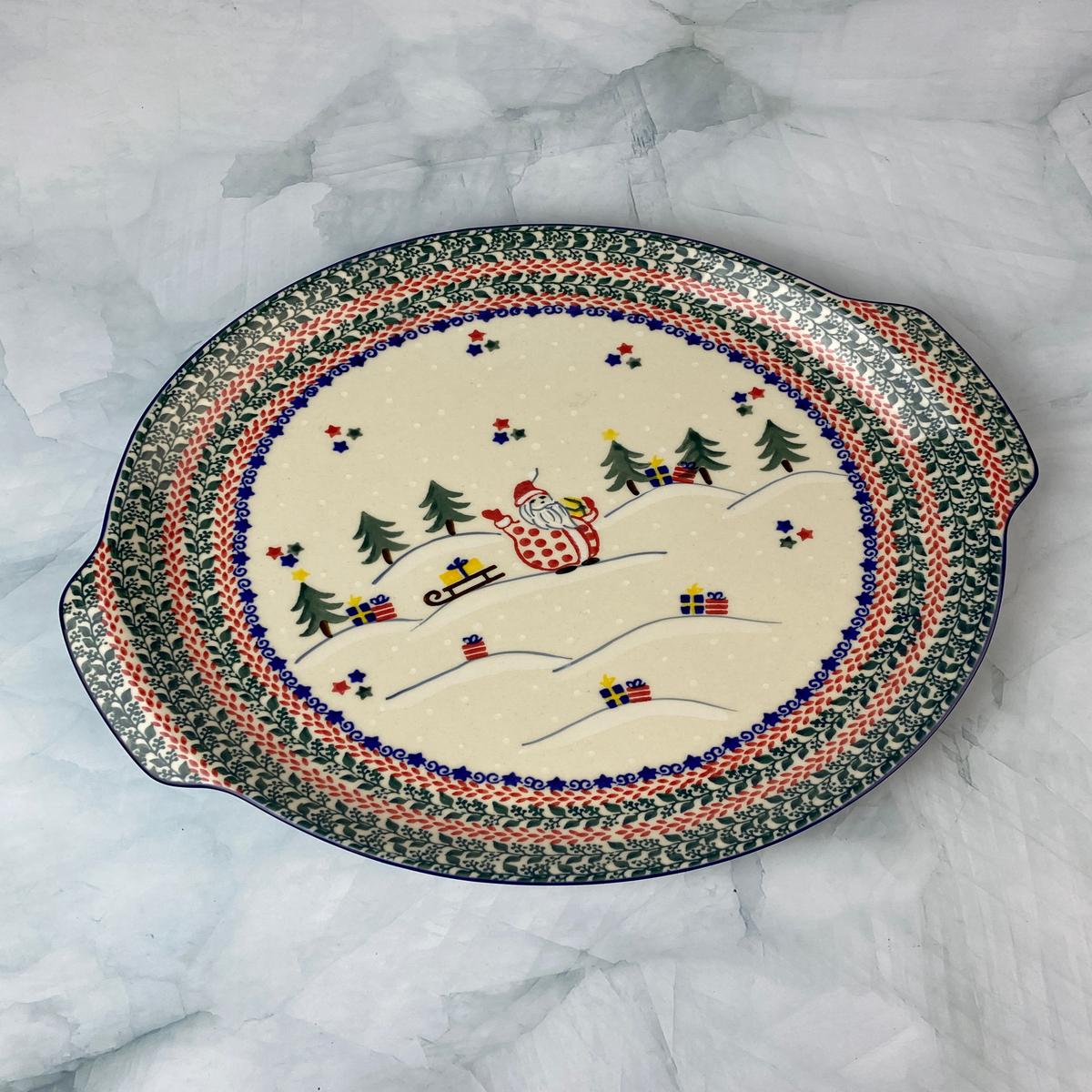 SALE Round Unikat Platter With Handles Pizza Stone - Shape 151 - Pattern U5001