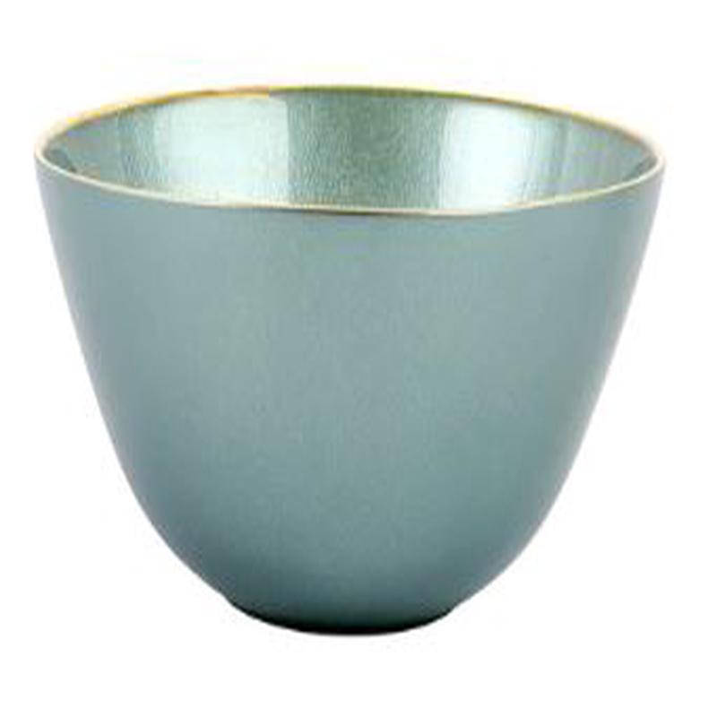 Metallic Glass Aquamarine Deep Bowl Set of 2