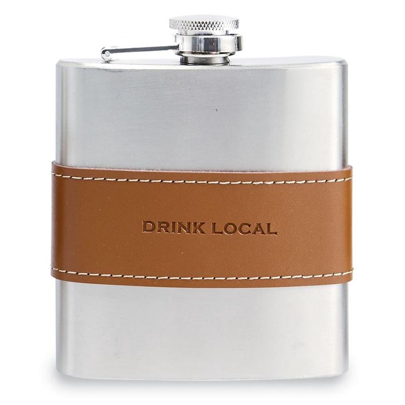 Drink Local Leather Band Flask