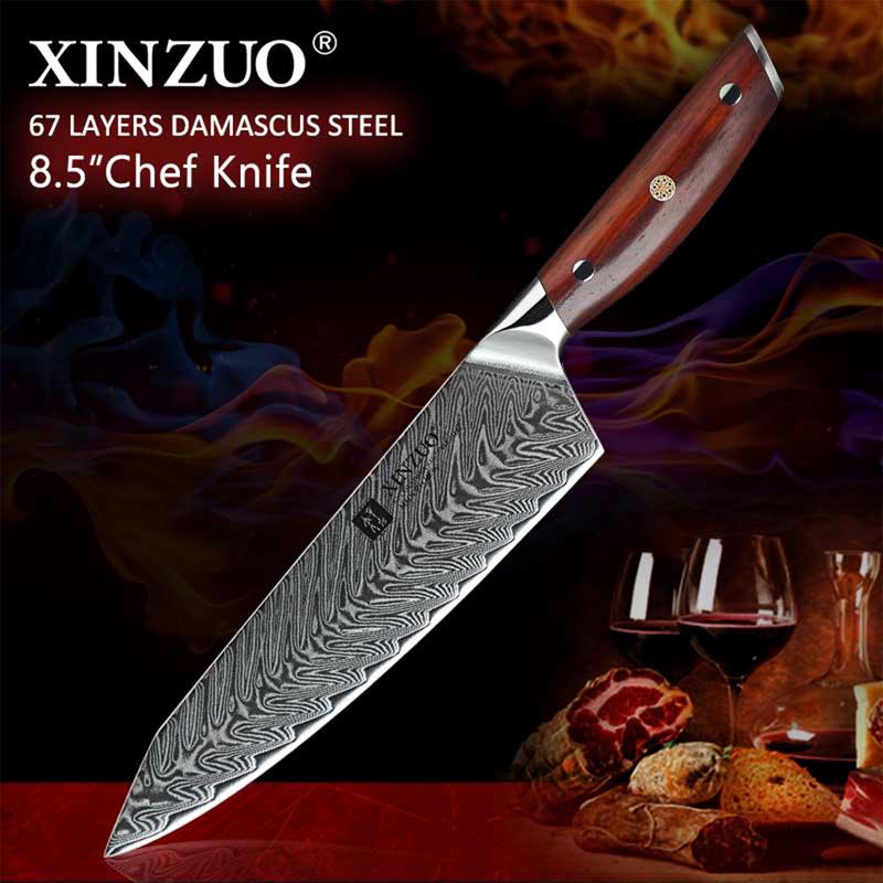 Xinzuo B27 8.3" 67 Layer Japanese Damascus Chef knife Rosewood Handles