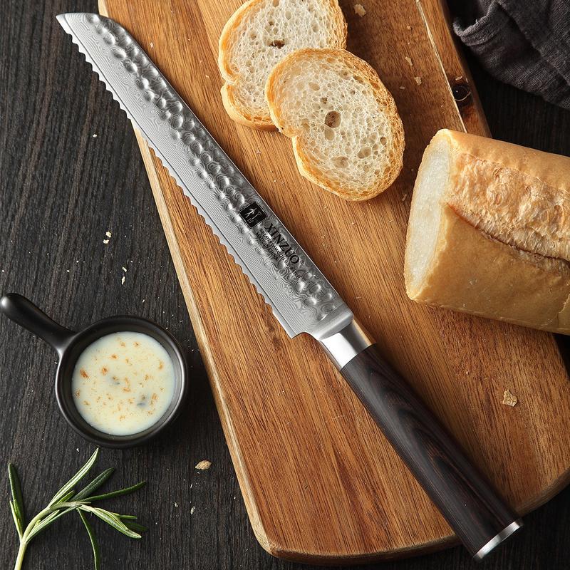 Xinzuo B1H 8" 67 Layer Damascus Bread Knife VG10 Damascus Steel Bread Knife