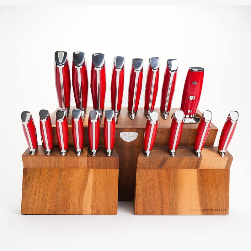 18-piece Colossal Knife Set with Block | Red Handles | Gladiator Series | Knives NSF Certified | Dalstrong