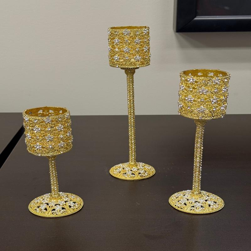 Gold Crystal Sinclair Tealight Lamp-Med