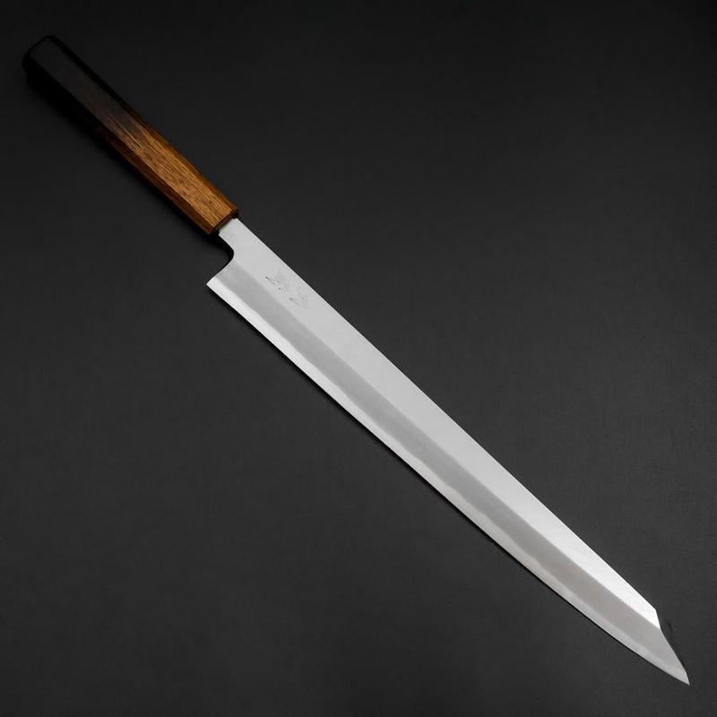 Yanagi Kiritsuke White Steel #2 Kasumi Yaki Urushi Handle 320mm