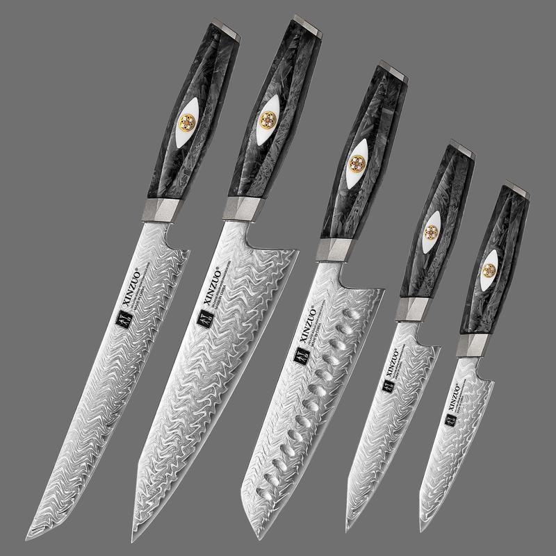 Xinzuo Authentic 5 Pcs Bohler M390 Knife Set 145-Layer Damascus M390 Steel