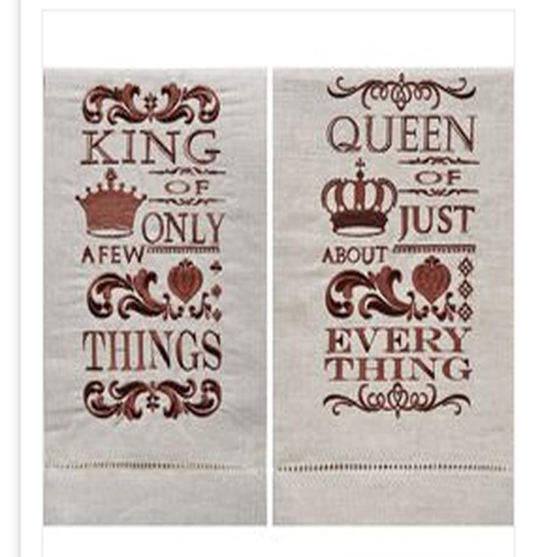 Emboidered King /Queen Towel Set