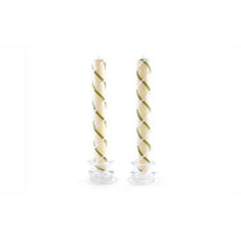 Fishnet DInner Candles Green & Ivory Set