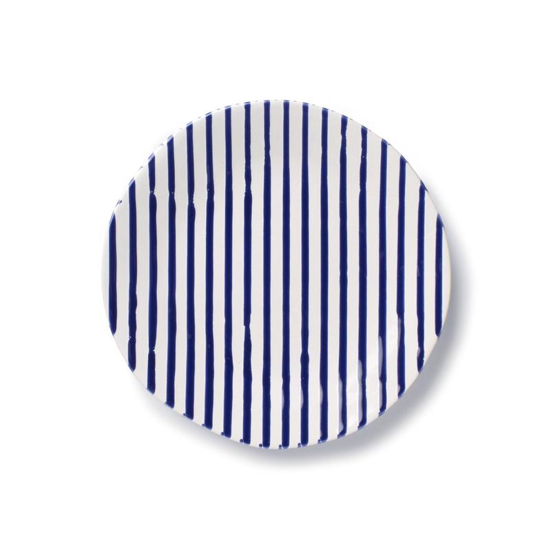Net and Stripe Blue Salad Plate