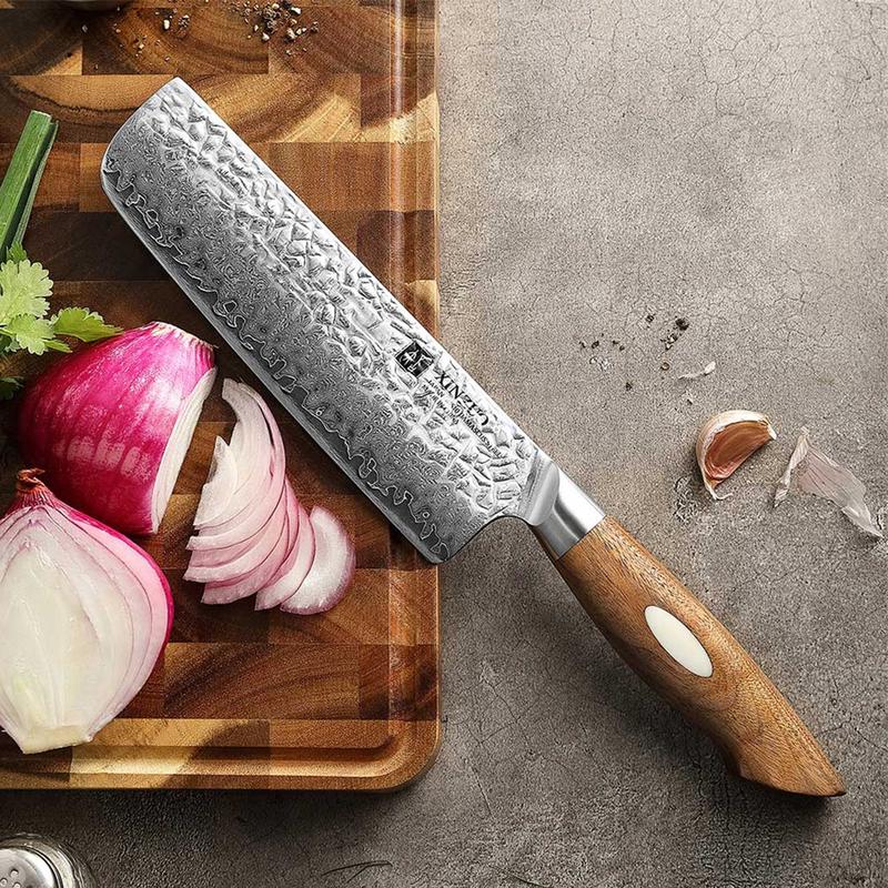 Xinzuo B46W 7" Damascus Nakiri Knife 67 Layer Genuine Japanese AUS-10 Steel