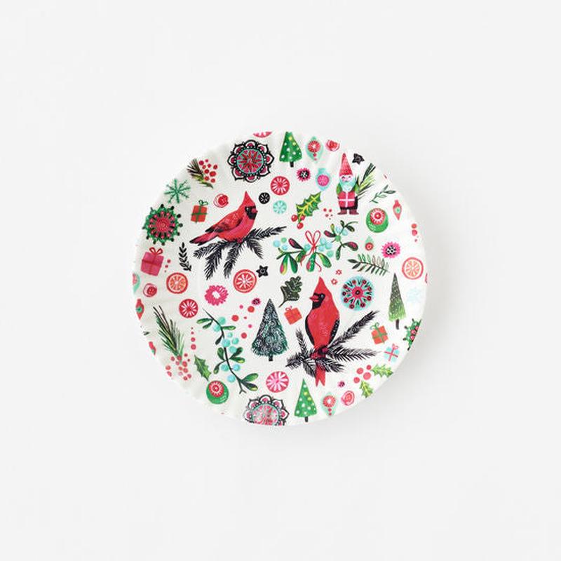 Christmas Cardinal "Paper" Plate Melamine Set of 4