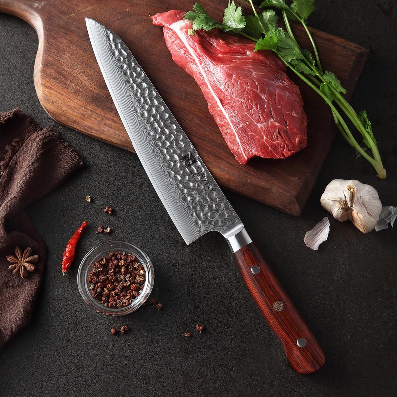 Xinzuo B9 Yun Series 7" Damascus Santoku Knife 67 Layers Damascus Steel Rosewood Handle