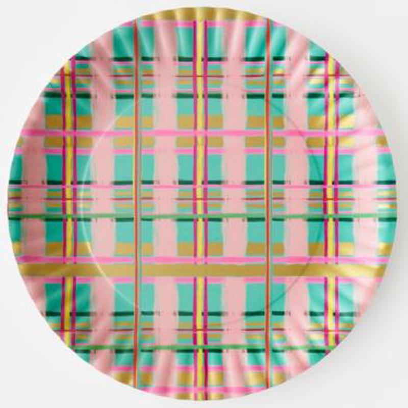 Plaid "Paper" Platter Melamine- 16"