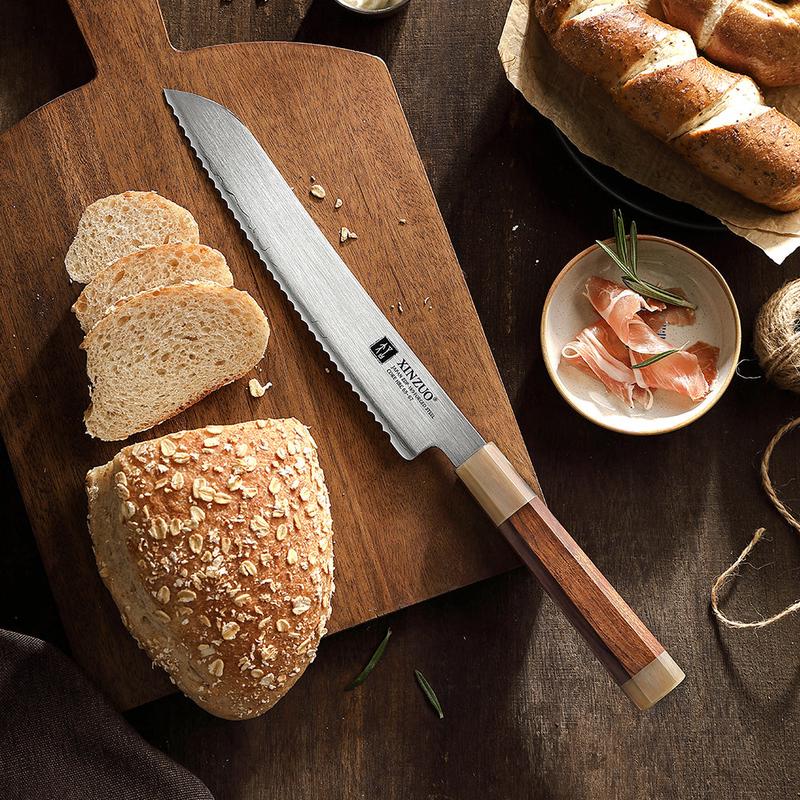 Xinzuo Authentic Japanese ZDP-189 Steel 8.7" Bread Knife Desert Ironwood Handle