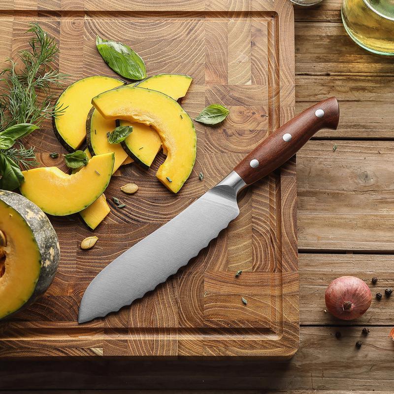 Xinzuo X02 Supreme Series 6" Serrated Tomato Knife German 1.4116 -x50crmov15 Steel - Full Tang